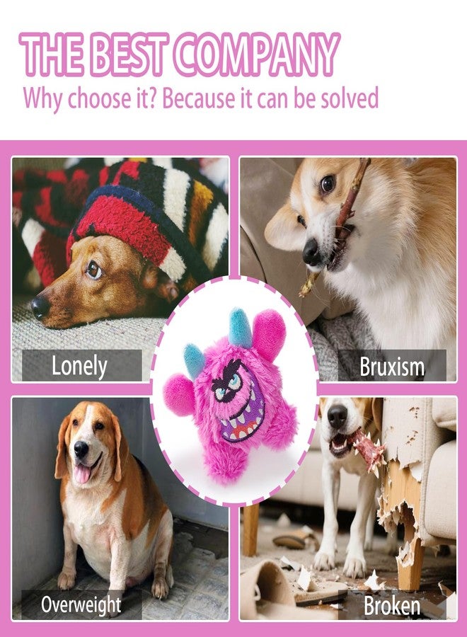 FCCUM Squeaky Plush Dog Ball, Dental Care, Skin-Friendly and Soft and Relieve Stress, Little Monster Plush Ball Toy Suitable for All Breeds (Rose Red, Small) - Image 5